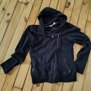 Ezekiel Assymetrical Zip Hoodie Biker Faded Black Size L